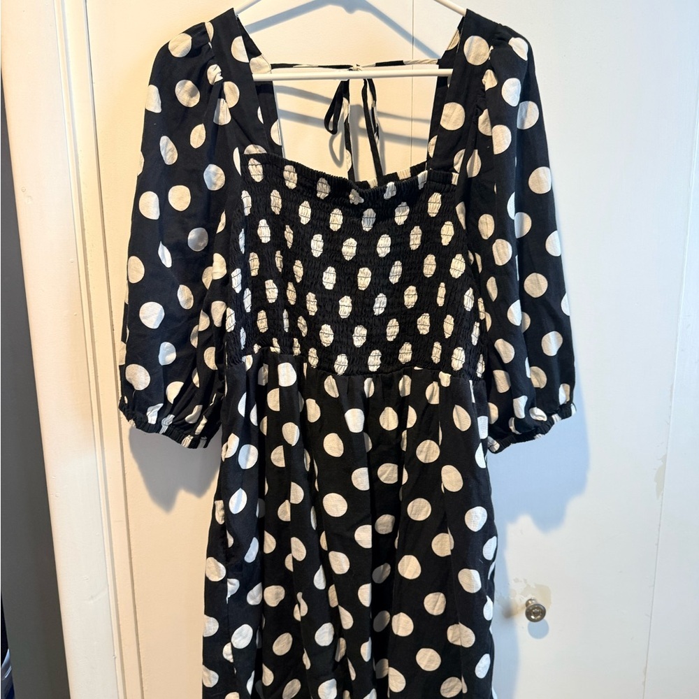 Ava & Viv Polka Dot Smocked Top Dress